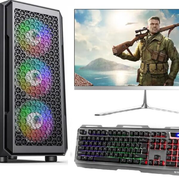 Gaming Desktop Assembled Core i7 850 | 24inch Monitor| PC for Home & Business, Gaming and Editing (16 GB DDR3 Ram/512 GB SSD/4GB Graphic CardGT-730 /WiFi/Windows 10 with MS Office Trail Version