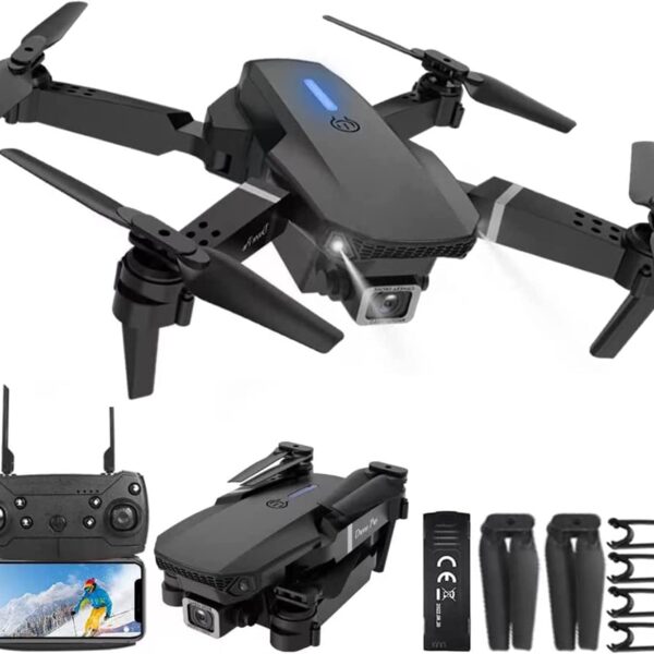 X14 STORE Foldable Remote Control Drone with 2 Camera HD Wide Angle Lens Optical Flow Positioning with 1800Mah Battery WiFi FPV 4-Axis Camera with Dual Flash Lights (MultiColor)