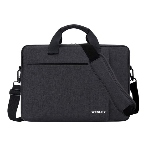 Wesley Xenon office Laptop Bag (Compatible with 15.6inch laptops) briefcase notebook professional business messenger sling Water resistant Tablet Carrying Handbag for Women and Men (Charcoal Black)