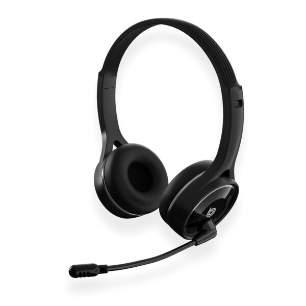 BigPassport Bluetooth Wireless Over-Ear Headset with Mic | Noise-Cancelling Headphones for Skype, Zoom, Online Meetings, Call Center, Office, PC, Laptop – Pro-Air_Bp30 (Black)