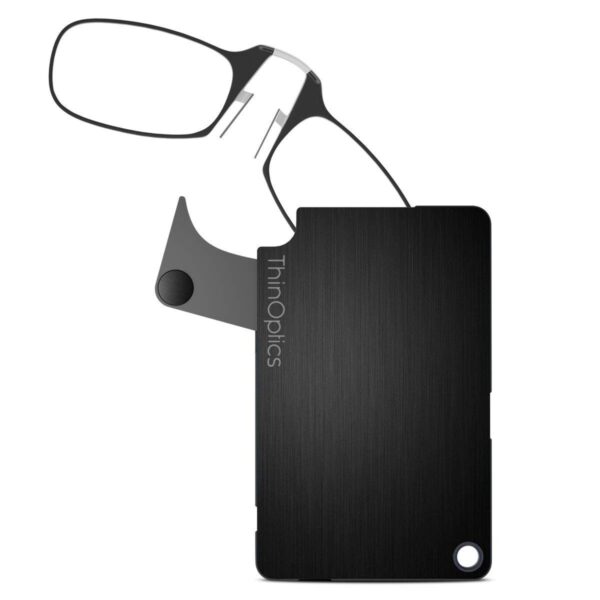 ThinOptics Reading Glasses + FlashCard Case | Black Frames, 1.50 Strength