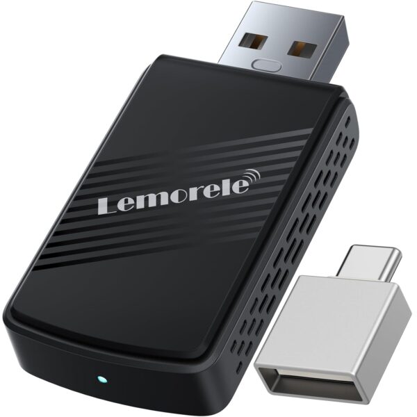 Lemorele Wireless Carplay Adapter & Android Auto Wireless Adapter Wireless 2-in-1 Stick, WiFi/Bluetooth Quick Connect and Auto Connect, Plug and Play Without Delay（New Upgrades for 2025）