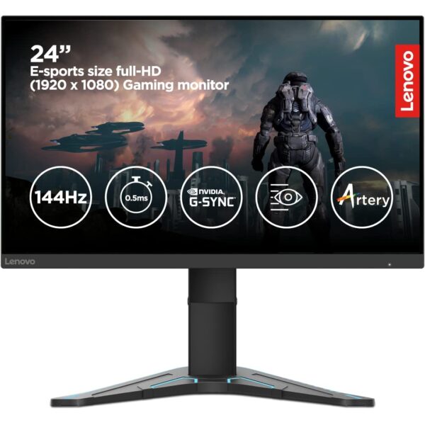 Lenovo G-Series G24-20, 23.8 Inch (60.452 Cm) 1920 x 1080 Pixels FHD IPS Gaming Monitor | 165Hz, 0.5Ms, 99% Srgb, 350 Nits, AMD Freesync Premium, Hdmi 2.0, Dp, Height Adjust Stand (Raven Black)
