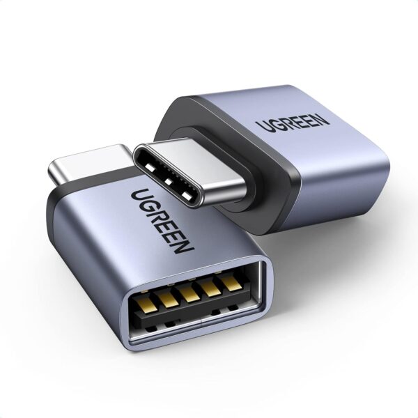 UGREEN USB C to USB Adapter 10Gbps, 2 Pack Type A Female to Type C Male Adaptor Aluminum OTG Cable Compatible with iPhone 16 15 Pro Max MacBook Air iPad Galaxy S24, Thunderbolt 4/3 Devices Space Gray