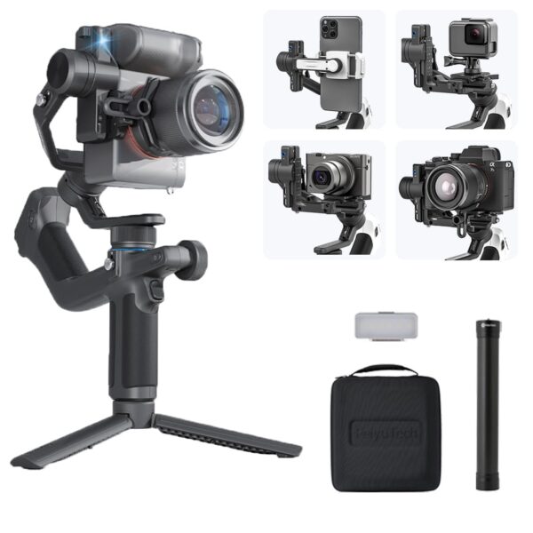 FeiyuTech SCORP Mini 2 Kit[Official] All-in-One Camera Stabilizer 3-Axis Handheld Gimbal for Mirrorless&DSLR Camera fits Sony A7III Canon R6 Nikon Z30 Fujifilm GoPro&Smartphone, AI Tracker, Max 2.65lb