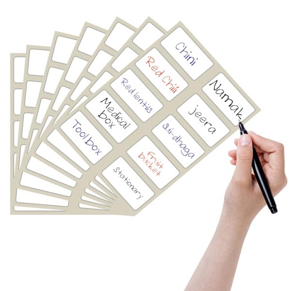 Everycom 200 Pcs Waterproof Pearl White Vinyl Labels – Elegant, Residue-Free Stickers for Crafting, Office Organization, and Kitchen Labels (50x25mm, Strong Adhesive)
