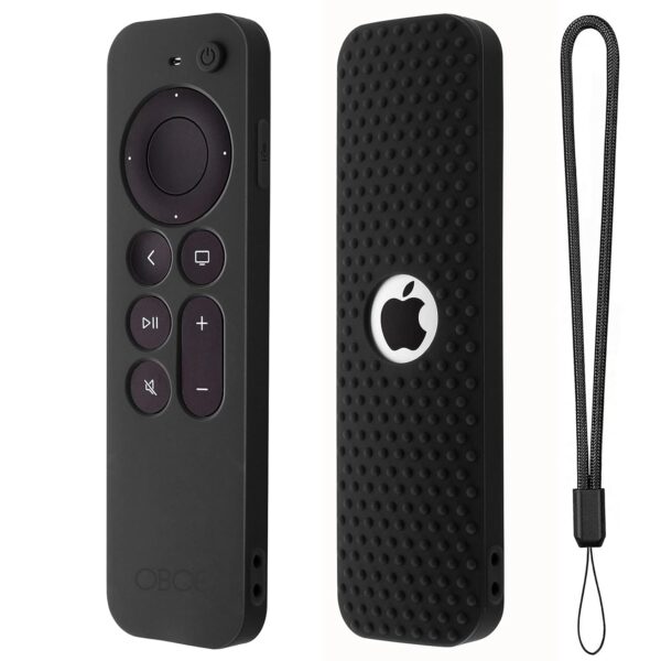 Dealfreez Silicone TV Remote Cover Compatible with New Siri Apple TV 4k 2nd Generation Remote Protective Case with Loop (C-Black) [Remote NOT Included]