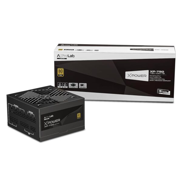 ProLab Design XPower XP-750 Power Supply Unit|750w 80+Gold|Fully Modular|Japanese Capacitor|ATX 3.1, PCIE 5.1 Support|300w 12v-2x6 Connector|120mm Hydro Bearing Fan|Black Flat Cables|5 Year Warranty