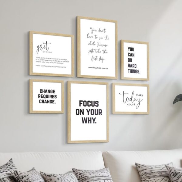 ArtX paper Motivational Quotes Wall Frames For Home Decoration, Inspiring Quotes For Home, Office Decoration Items and Study Room Decor, Multicolor Framed Posters, Multi Size, Set of 6