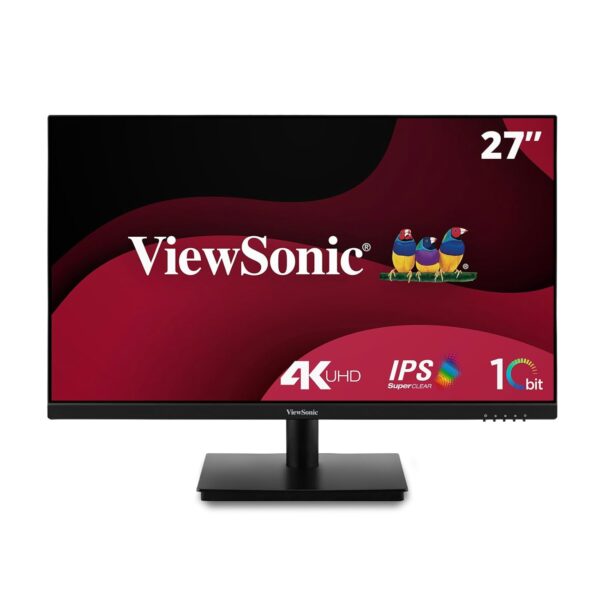 ViewSonic(from USA) 68.58 Cm (27") Monitor, IPS, 4K UHD 3840 x 2160 Pixels Monitor HDR10, FreeSync,10-bit Color Depth, 3-Side Bezel Less,104% sRGB,Tilt, Eye Care, 2 x HDMI, Display Port- VA2762-4K