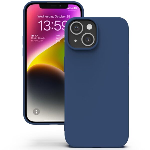 YATWIN Silicone Back Case for iPhone 13, Soft-Touch Phone Back Cover for Apple iPhone 13 - Dark Blue