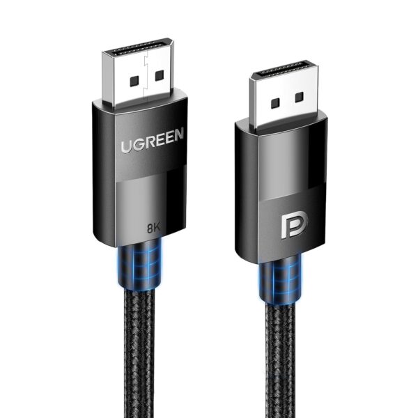 UGREEN Displayport 1.4 VESA Certified Cable 2M, 8k DP to DP Nylon Braided (8K@60Hz, 4K@144Hz and 1080P@240Hz) Support 32.4Gbps HDR HDCP Gaming Monitor Cord for Laptop PC TV