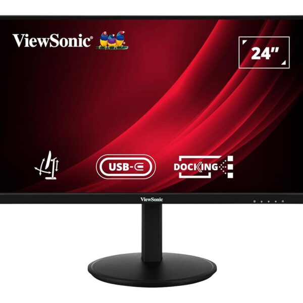 ViewSonic (USA Brand)- VG2409U-2 60.96 cm (24'') FHD IPS Ergonomic Docking Monitor with USB-C Hub Daisy Chain and Power Charge Back to 65W,100Hz, Height Adjustment, 104% sRGB, HDMI, DP, TypeC, Rj45.