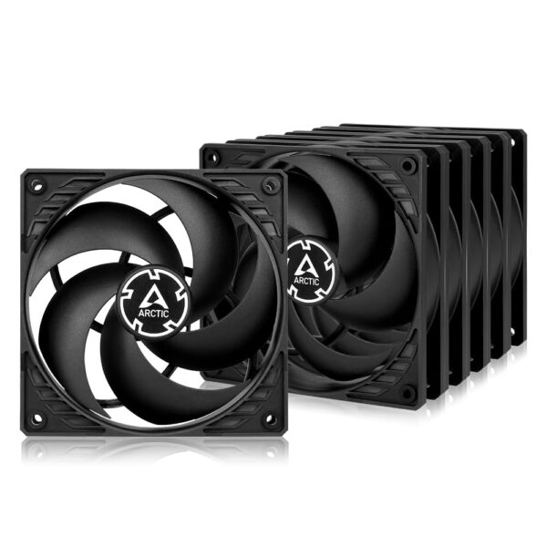 ARCTIC P12 PWM PST Value Pack - 120 mm Case Fan, Five Pack, PWM Sharing Technology (PST), Pressure-optimised, Very quiet motor, Computer, 200-1800 RPM - Black/Black