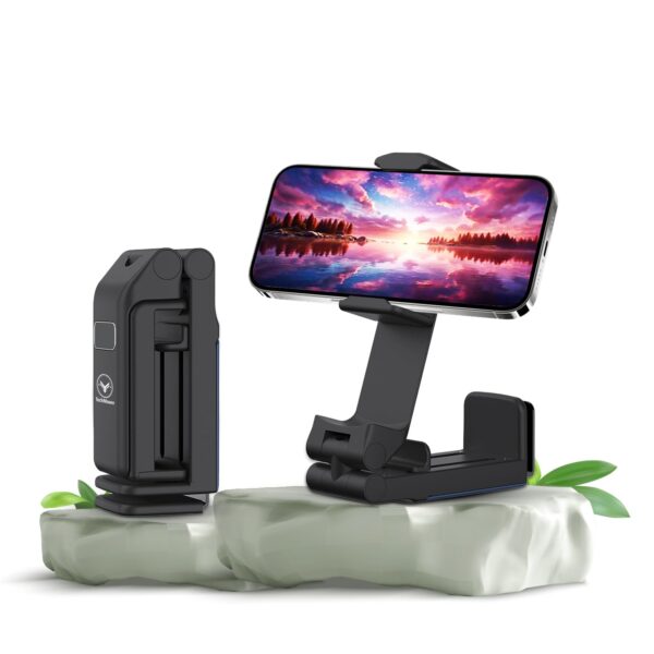 TechMaven 360° Rotating Travel-Friendly Mobile Holder | Adjustable Foldable Mountable | for Vlogging Dashboard Table Office Home Hands-Free Recording
