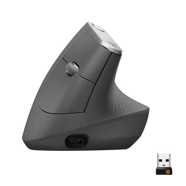 Logitech MX Vertical Wireless Mouse with Free Adobe Subscription, Ergonomic Design Reduces Muscle Strain, Move Content Between 3 Windows and Apple Computers, Rechargeable, Graphite