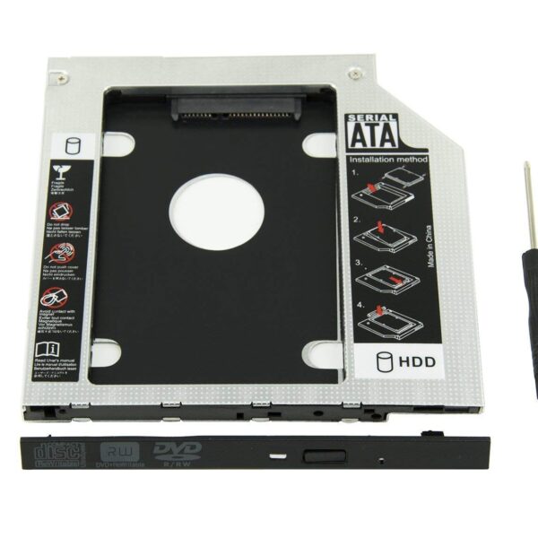 Pruthvik Upgraded Version SATA Optical UltraBay 2nd Hard Drive Caddy with SSD or HDD for 9.5 mm Universal CD/DVD Slot