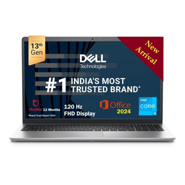 Dell Inspiron 3530 Thin & Light Laptop, 13th Gen Intel Core i3-1305U Processor, 8GB, 512GB SSD, 15.6" (39.62cm) FHD 120Hz 250nits, Standard Keyboard, Windows 11+MSO'24 & 15 Month McAfee, Silver,1.62kg