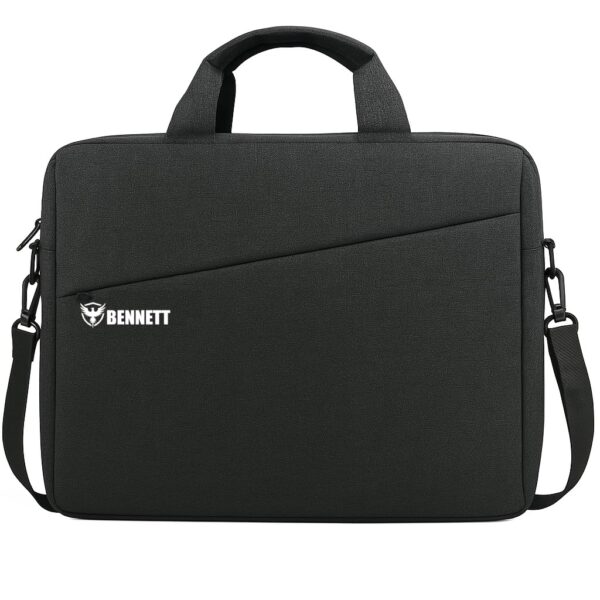 Bennett™ Mystic Unisex Adult Men's Laptop Bag 15.6 inch Side Shoulder Briefcase Satchel Messenger Business Bags for Men & Women Front Pocket for Laptop Accessories - Black (6 Month Warranty)