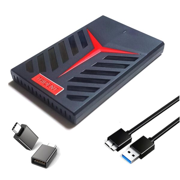 Trident Hi-Speed Portable Hard Drive, Type-C and USB 3.0, 2-in-1 Mobile and PC Compatible, Heavy Duty Ultra Slim HDD, 3 Yrs Warranty (Trident, 500 GB)
