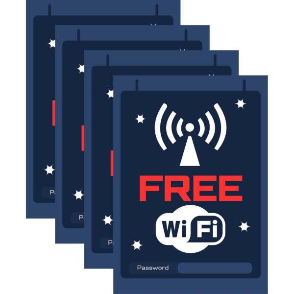 Free WiFi Zone Self-Adhesive Signage Sticker | Internet Access Sign for Home, Office, Café, Restaurant, Hotel | Easy to Apply | Just Peel & Stick (Free Wifi, A4 - Medium - 29 X 21 CM)