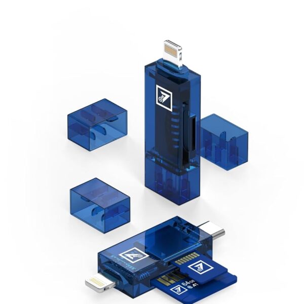 ONE 7 4 in 1 SD & TF Card Reader for Type C & Lighting Port | Supports TF, SD, SDHC, SDXC, MMC, RS-MMC, Micro SDXC | High-Speed Data Transfer Card Reader for Laptop, Tablet & Smartphone (ON CC-38)