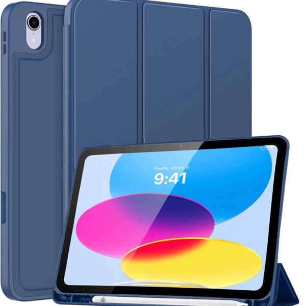 ProElite Smart Case for iPad (A16) 11th/10th Generation (2025/2022) [Auto Sleep/Wake Cover] [Pencil Holder] [Soft Flexible Case] Recoil Series for Apple iPad 10th/11th Gen - Dark Blue