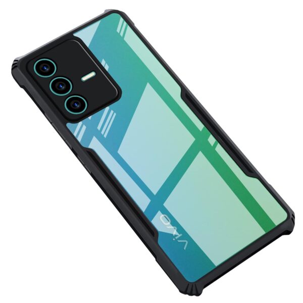 VILLA Crystal Clear Back Cover Case for Vivo V23 (5G)| 360 Degree Protection | Shock Proof Design | Transparent Back Cover Case for Vivo V23 (PC & TPU, Black Bumper)