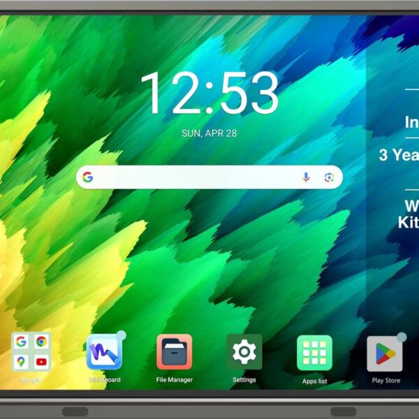 V Vutec 65 Inches Android 14 Smart Interactive Digital Board/Flat Panel (ADPM), 8 GB RAM 256 GB ROM, Multitouch Screen Display for Teaching, School, College, Institute, Classroom and Office Use