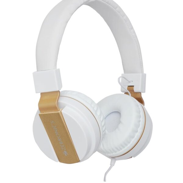ZEBRONICS Storm Wired On Ear Headphone with 3.5mm Jack, Built-in Microphone for Calling,1.5 Meter Cable, Soft Ear Cushion, Adjustable Headband,Foldable Ear Cups(White)