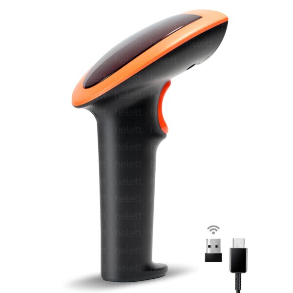 Helett® HT20pro Wireless 2D&1D (Bluetooth+USB+2.4GHz) Barcode Scanner(QR Code)Wired(Ctype) inbuilt Battery|Induction Scanning with Built-in Illumination Light | with Adjustable Stand (1 Year Warranty)