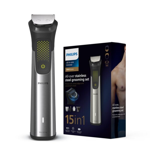 PhilipsIndia's No.1 Men's Trimmer| Pro BeardSense Technology| 15-in-1 Pro Kit - Face, Body & Private Parts| Premium All Metal BodyI 3 Year WarrantyI 120min RuntimeI 5min Quick Charge MG9551/65