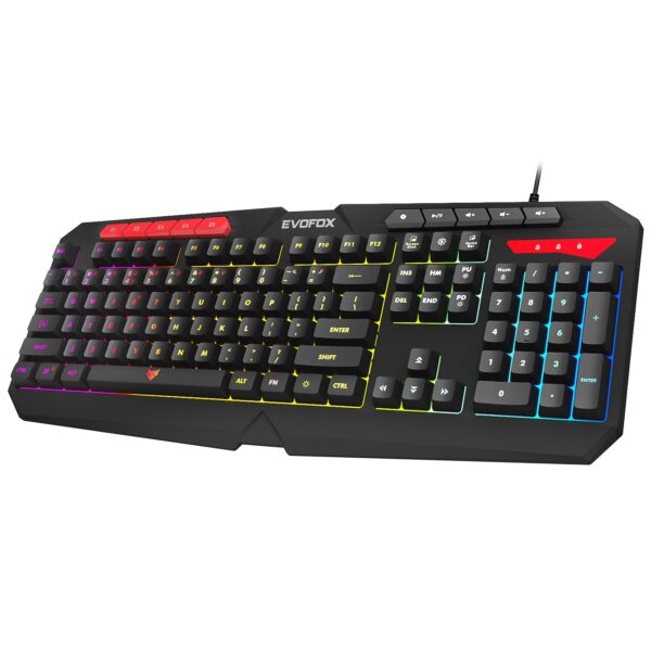 EvoFox Deathray v2 Pro Gaming Keyboard | Programmable Macro & Special Function Keys | 6 Zone RGB Backlighting | 19 Anti Ghosting Keys | Ergonomic Full Size Layout, Membrane Keys | Wired - Black