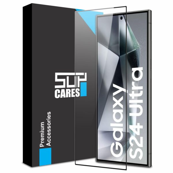 SupCares Military-Grade Gorilla Tempered Glass Screen Protector for Samsung Galaxy S24 Ultra (6.8 Inch) With Installation Kit | Edge to Edge Coverage | Black