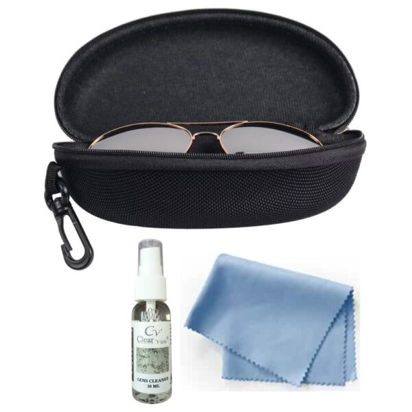 KT Sunglasses Case for Men & Women | Pack of 1 Sunglasses Case, 1 Lens Cleaning Cloth & 1 Lens Cleaner Liquid, 30ml | Sunglasses Cover Case