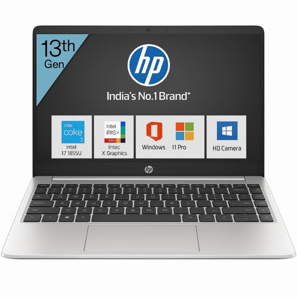 hp 14, 13th Gen Intel Core i7-1355U Turbo Boost, 32GB DDR4, 1TB SSD, (Win 11 Pro, Office 21, Silver, 1.36kg), Anti-Glare, 14-inch(35.56cm) FHD Laptop, Iris Xe Graphics, Backlit Keyboard 240 G10