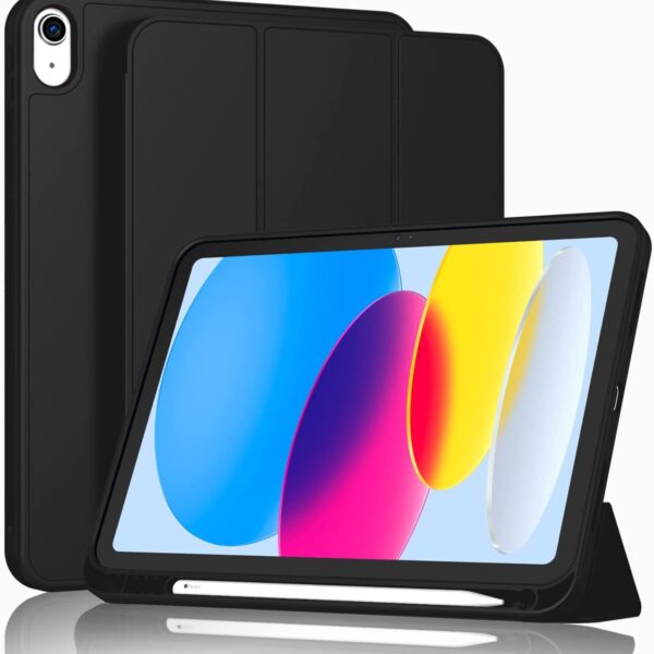 ProElite Smart Case for iPad (A16) 11th/10th Generation (2025/2022) [Auto Sleep/Wake Cover] [Left Side Pencil Holder] [Soft Flexible Case] Recoil Series - Black