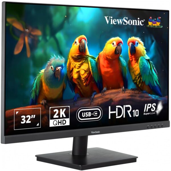 ViewSonic 81.28 Cm (32") 2K QHD SuperClear IPS Monitor with FreeSync,USB-C Single Cable Solution 65W Laptop Charge Back, HDR10,Speaker,3-Side Bezel Less, USB-C | HDMI | DP | Wall Mount - VA3209U-2K
