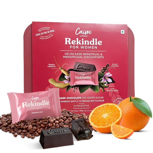 Caim by arelang - Rekindle for Women | Delicious PMS, PCOS, Supplements For Hormonal Balance | Eases Menstrual Cramps | Effective in Postpartum, Menopause Symptoms | Regulates Cycles | Mix Pack ( Orange + Espresso) | 1 x 20 pieces (300g)