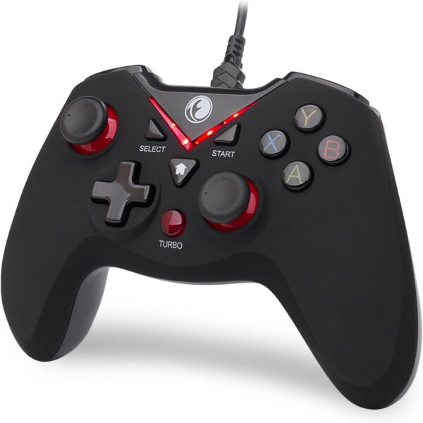 V-one Wired USB Gaming Controller Gamepad Joystick for PC (Windows XP/7/8/10/11) & Steam & Android & PS3 - Red