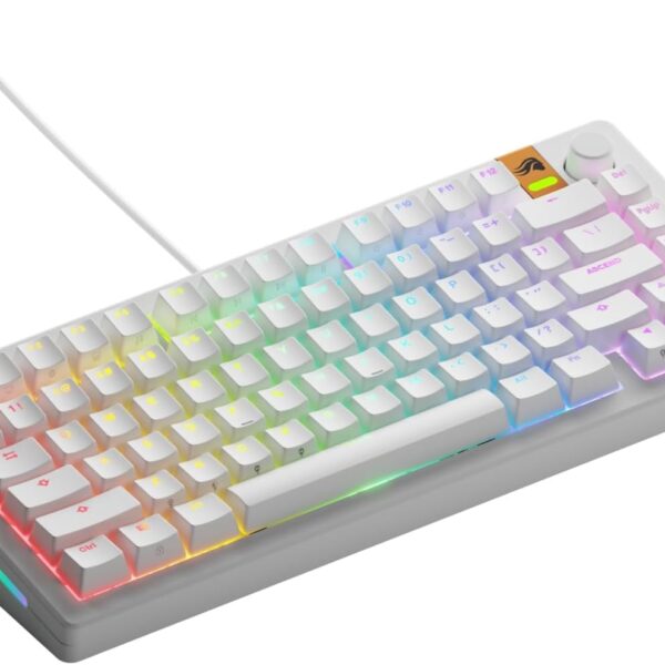 Glorious Gaming - GMMK 3 HE Rapid Trigger Keyboard, Hall Effect, 8K Polling Rate, MX Mechanical & Magnetic Switches, Hotswappable 75% Keyboard, Modular Gasket System, Doubleshot PBT keycaps (White)