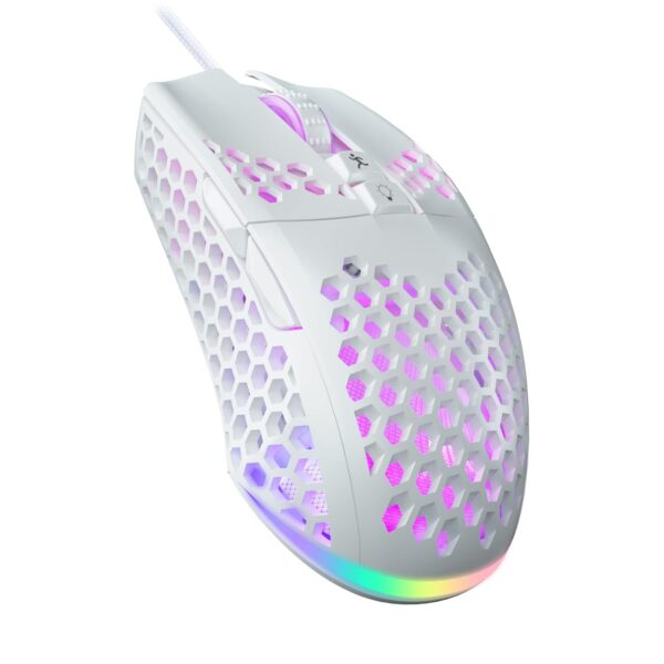 SOLAKAKA Wired Gaming Mouse with Honeycomb Shell,Adjustable 12800 DPI,7 Programmable Buttons,Lightweight Gaming Mice Ergonomic Computer Mouse Gaming for Windows/PC/Mac/Laptop Gamer,White