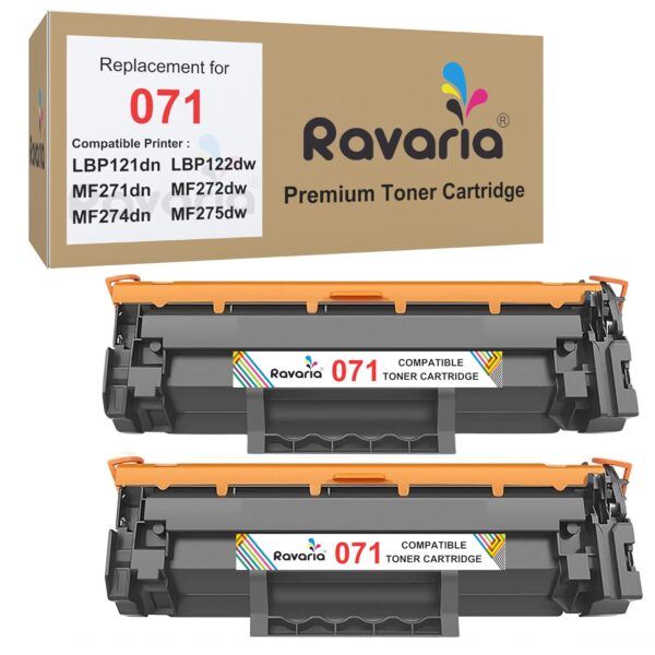 Ravaria CRG 071 Compatible Toner Cartridge for Canon LBP121dn LBP122dw MF271dn MF272dw MF274dn MF275dw Printer (CRG 071 Toner Pack of 2 (Standard Yield))