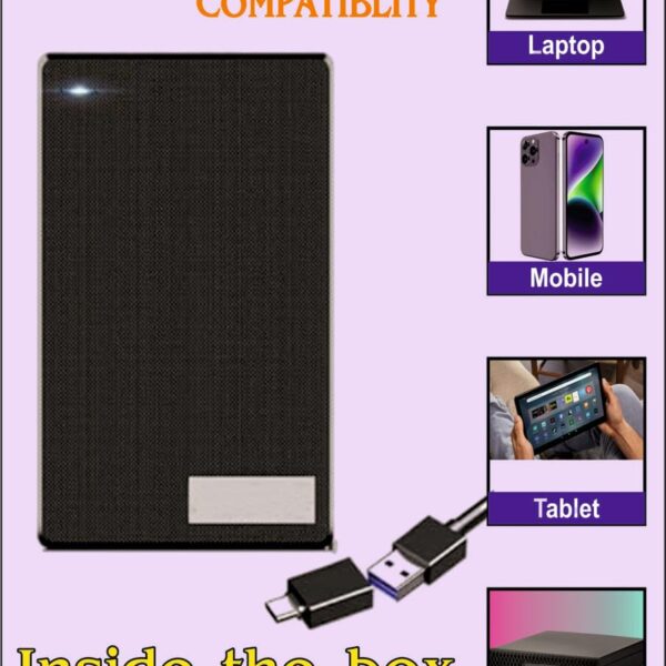 500GB Portable External 2-in-1 Type C & USB 3.0 High Speed Ultra Slim Hard Drive - Compatible with Laptop, PC, MAC, PS4, Xbox, iPad, Tablet, Mobile (Black) - 500GB Slim Compact Drive