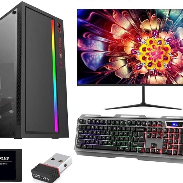Zoonis Gaming Pc Desktop Computer Full Set Core I7 3770 |16GB Ram |512GB SSD|Windows 10| GT 4GB 730 DDR5 Graphics Card with 19 inches led Monitor RGB Keyboard RGB Mouse Wi-fi Ready to Play