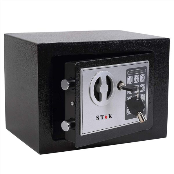 SToK (ST-ES1723-B) Small Electronic Safe - Secure Locker for Home and Office | Size: 23x17x17 cm | Keep Your Valuables Safe! - Black (1 Year Offsite Warranty)