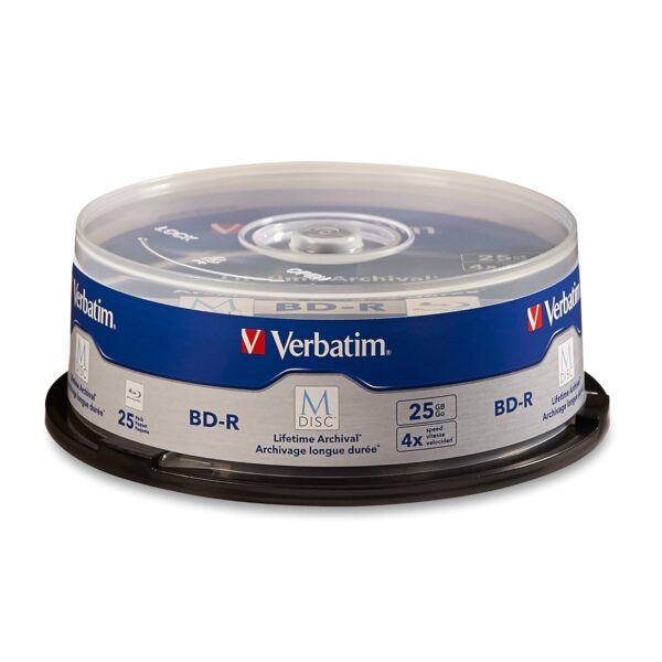 Verbatim M-Disc BD-R 25GB 4X with Branded Surface - 25pk Spindle - 98909