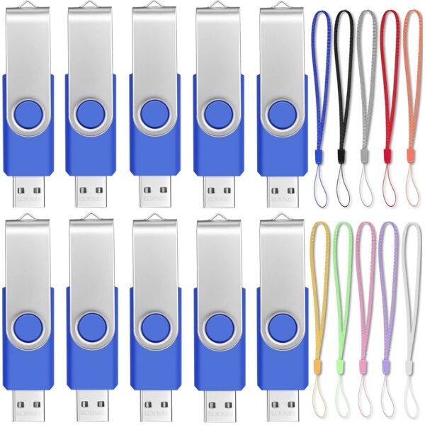 FEBNISCTE 10PCS Swivel 256MB USB 2.0 Flash Drive Memory Stick U Disk (256MB, Blue)