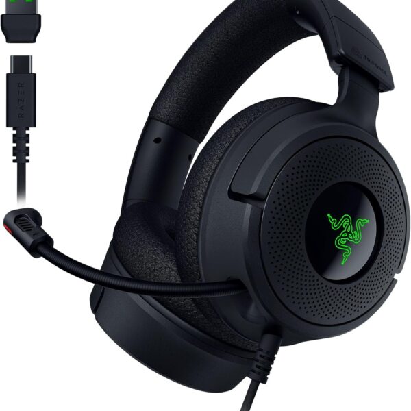 Razer Kraken V4 X Wired Gaming Headset: 40 mm Drivers - Cardioid Mic - Memory Foam Cushions - Chroma RGB Lighting - Type C & Type A Cable - for PC, Mac, PS5, Nintendo Switch, Steam Deck, Smartphone