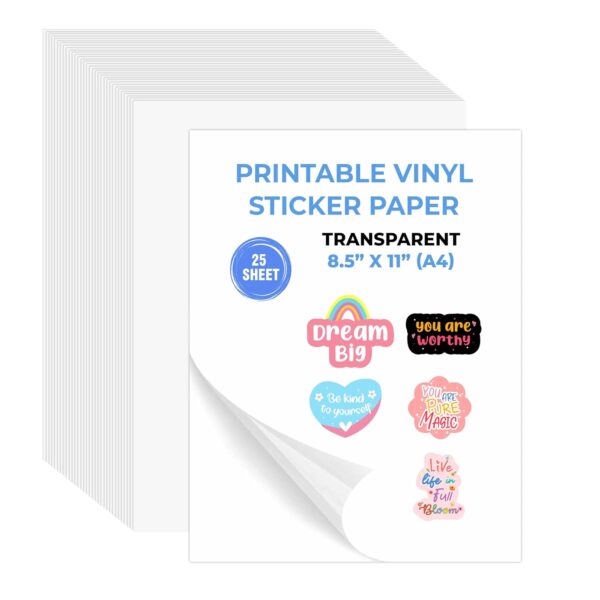 True Flair Transparent Clear Sticker Photo Paper Glossy, Pack of 40 sheets, Transparent Vinyl A4 Sticker Sheet Paper For Inkjet Printer (40)